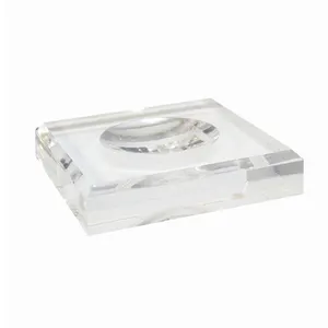 Clear acrylic fossil stand with beveled edges Clear Polished Finish acrylic Square Dimple Block Display Stand with 2.5" Dimple