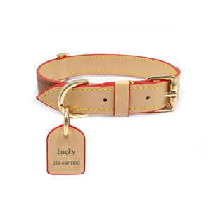 ZENOS Luxury Modern Simple Pet Plain PU Leather Dog & Cat Training Collar with Metal Buckle D <b>Ring</b> <b>Adjustable</b> - Product Image 4