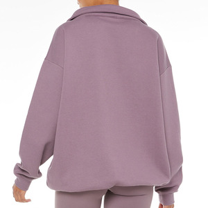 Pakaian wanita 2023, baju hoodie kerah v lengan panjang pakaian olahraga kustom - Product Image 4