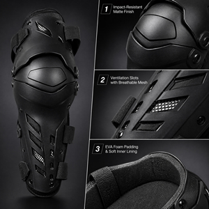 Protège-tibias et genoux de motocross tout-terrain, armure de jambe articulée à 3 segments à coque rigide, équipement de protection pour la course de motocross - Product Image 3