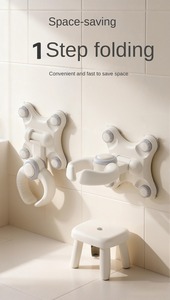 Supporto da parete <span class=keywords><strong>pieghevole</strong></span> per vaschetta da bagno per neonati, senza foratura, con ventosa, per doccia - Product Image 4