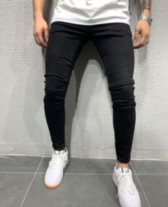 بيع بالجملة جديد للرجال دينم بلون سادة بنطلون جينز للأماكن الخارجية بسحاب بنطلون طويل للرجال جينز غير رسمي - Product Image 3