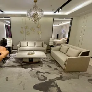 Sofa kulit asli kualitas tinggi mewah Modern mebel berbagian nyaman untuk ruang tamu Villa apartemen untuk Hotel
