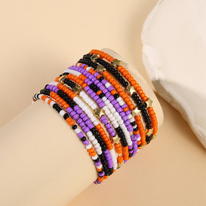 Halloween <b>Beaded</b> <b>Bracelet</b> Set Multicolor Seed Beads Star Design Party Jewelry Unisex - Product Image 3
