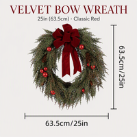 Guirlande de Noël en aiguilles de pin en forme de cœur de 25 pouces, vigne artificielle verte pour la décoration de la maison, des fêtes, des portes et des murs