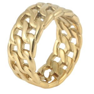 yunnique Fashion <b>Rings</b> <b>Titanium</b> Steel Hollow Chain <b>Ring</b> Gold Men's Accessory Geometric Design Gift Jewelry FY28080 - Product Image 5