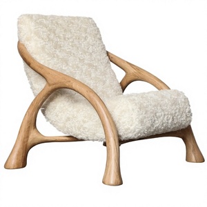 Norse Contemporary Solid Wood <b>Bean</b> <b>Bag</b> <b>Chair</b> with Lamb Wool for Bedroom and Living Room Home Furniture - Product Image 1