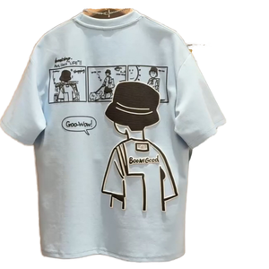 เสื้อยืดลายอนิเมะสำหรับผู้ชายแบบสั่งทำพิเศษ |   เสื้อยืดโอเวอร์ไซส์ผ้าฝ้ายเนื้อหนัก 250-300 GSM |   ลายพิมพ์มังกรสองด้านและลายพิมพ์ตัวอักษร - Product Image 1