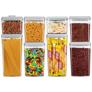 Conjuntos de caixas herméticas de armazenamento de alimentos, recipientes de cozinha selados e empilháveis com botão pop-up OEM