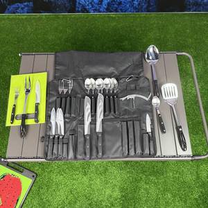 Ensemble de couverts de pique-nique en acier inoxydable pour la famille avec sac, ensemble de cuisine de <span class=keywords><strong>camping</strong></span> avec fourchette, couteau, cuillère, etc. Ensemble de pique-nique en plein air - Product Image 3