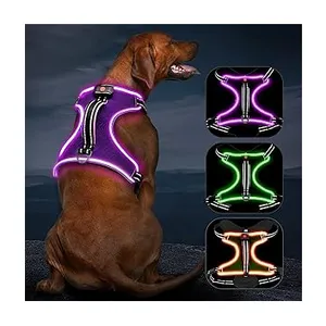 No Pull Pet Harness Usb Rechargeable Led Light Illuminated Outdoor Safety Dog Harness
