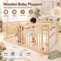 Parc pour bébé pliable en bois, barrière de sécurité réglable avec porte verrouillable, montage facile pour la maison, la crèche et la garderie