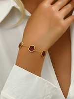 18K verguld roestvrijstalen pentagram bloemenarmband voor dames Valentijnsdag