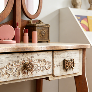 Table de <span class=keywords><strong>Maquillage</strong></span> Vintage en Bois pour Enfants, Jouet de Rôle pour Filles, Meuble de Jeu d'Imitation pour Enfants, Vente en Gros - Product Image 1