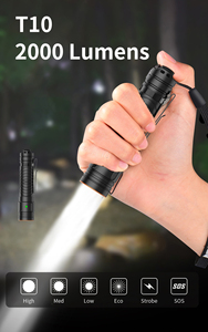 Có thể sạc lại 2000 lumen dẫn đèn pin chiến thuật mạnh mẽ cường độ cao ngọn đuốc với cơ thể Hợp kim nhôm IP68 đánh giá - Product Image 2