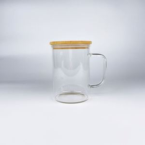17Oz Sublimation Camper Reusable Blank Glass <b>Cup</b> Clear Coffee Mug With Bamboo Lid and Straw for Customized Gifts - Product Image 3