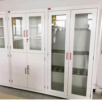 Armario de laboratorio de 3 niveles con cerradura, totalmente de acero, para almacenamiento de material de vidrio y utensilios, para almacenamiento de productos químicos volátiles y corrosivos, Baitu lab