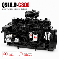 محرك ديزل كامين QSL8.9-C300 للبناء بقوة 225 كيلوواط و300 حصان وسرعة 2000 دورة في الدقيقة مع شاحن توربيني للحفارات والآلات الصناعية
