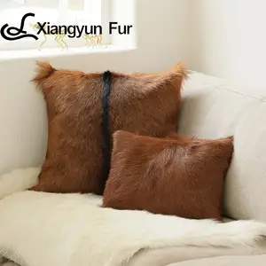 Comfortable Square Soft Home Decoration Cushion Natural Goat Fur Pillow natural goatskin