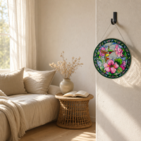 Décoration de fenêtre personnalisée avec motif colibri Art Déco en vitrail, attrape-soleil pour la maison