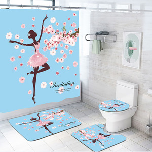 Set da bagno con farfalla per ragazza da ballo con tenda da doccia e tappeto, Set di tende floreali per doccia da bagno per bagno/ - Product Image 6