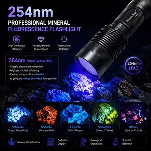 10W 254nm UVC LED Taschenlampe Wiederaufladbar 26650 Kurzwellen-UV-Lampe für Fluoreszenz-Mineralien, Gesteinsprospektion und Edelsteinerkennung C8.2 - Product Image 2