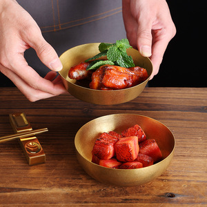 Vintage Gold Stainless Steel Kimchi Bowl Set 10cm Snack Dish For Party Hotel Meals - Product Image 1
