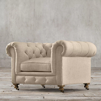 Bouton-touffetage Exquis Amovible avec Roues Arnchair Chambre Doux Canapé Siège Hôtel Salon Fauteuil Meubles