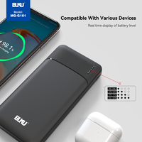 Batterie externe BUKU 2.4A 10000mAh avec double port USB, entrée Micro USB, entrée Type C, affichage LED, 12W