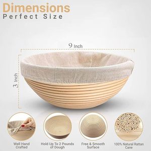 10-Inch <b>Round</b> Oval Rattan Bread Making Kit for Sourdough Bread Baking Clean <b>Brush</b> Supplies - Product Image 5