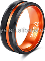POYA Bague en tungstène unisexe 8 mm doublure en aluminium rouge plaqué noir en forme de boule à la mode pour cadeau de fête d'anniversaire de fiançailles de mariage