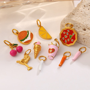 Dijes con Forma de Comida de Aleación de Zinc, Accesorios de Joyería DIY para Regalo, Set de Dijes Colgantes Unisex con Diseño de Helado, Hamburguesa y Frutas - Product Image 2