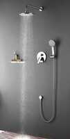 Recessed Shower Set 180mm Panel 9 Inch Head Chrome Stainless Steel Minimalist Design - Product Image 3