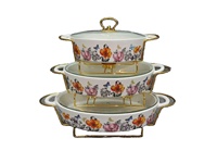 Pot en céramique nordique à double anse, ustensile de cuisson et de service, compatible chauffage direct, pour hôtels, pot à soupe créatif avec support