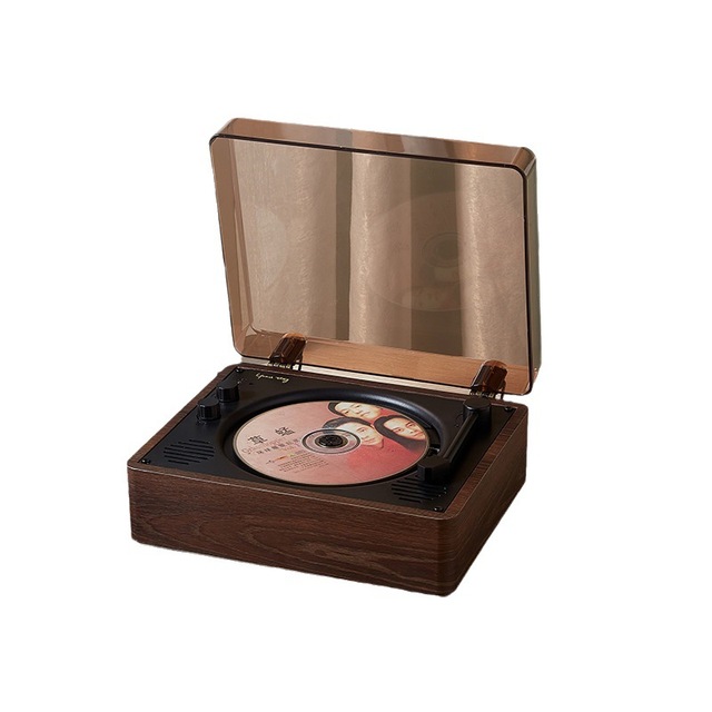 Redwingy CD-1900 Portable Wood bluetooth Wireless Retro CD Player Gift Speaker Built-in Battery Audio Portable with USB Function