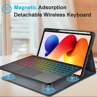 Clavier avec pavé tactile pour Xiaomi Redmi Pad 2 Pro 12,1 pouces 2025, rétroéclairage arc-en-ciel, pavé tactile détachable, housse avec support pour stylet