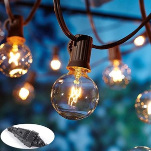 Guirlande lumineuse solaire à détecteur de mouvement G40 de 25 pieds et 50 pieds, en verre incassable, avec coque en cuivre, étanche IP65, pour l'extérieur et Noël - Product Image 4