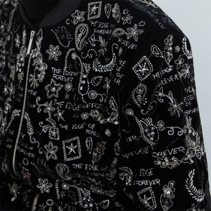 Clothing Manufacturers Custom Unisex Embroidered Rhinestone Sequin Zip up Bomber <strong>Jacket</strong> <strong>for</strong> <strong>Men</strong> - Product Image 6