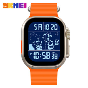 Skmei Digital Watch Men's Large Electronic Waterproof Luminous Sports <b>Timer</b> <b>With</b> Date Alarm Stopwatch Orange Strap - Product Image 2