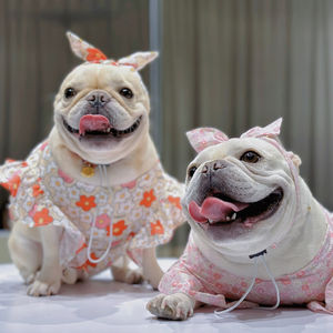 Lindo Vestido de Algodón con Estampado Floral para Perro, Ropa de Verano para Mascotas con Diadema Gratis para Bulldog Francés, Teddy, Chihuahua - Product Image 1