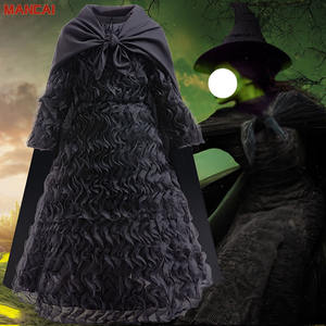 Ensemble de costumes de sorcière d'Halloween enfants fille robe noire pour la fête Costume de scène de vampire - Product Image 1