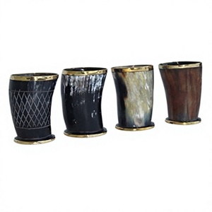 Verres à boire en corne de buffle naturelle, sculptés à la main, imitation antique, artisanat, objets de collection, verrerie décorative, verre en corne - Product Image 1