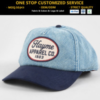 Gorra de Béisbol Vintage Lavada de 5 Paneles con Visera Curva y Hebilla Ajustable, Logotipo Bordado Personalizado