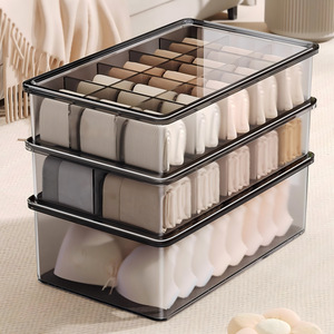 Clothing Organizer <b>Storage</b> <b>Box</b> With Lid For Underwear Socks 10L 20L Rectangle Solid Color <b>Drawer</b> Container - Product Image 1