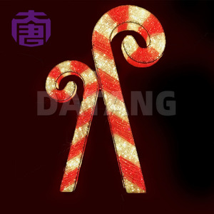 Instalación de Luces Navideñas con Forma de Bastón de Caramelo Personalizado para Decoración de Ventanas de Centros Comerciales, Diseño de Área Fotográfica - Product Image 4