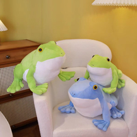 Vente en gros de grenouille rebondissante simulation d'animal en peluche dessin animé enfants cadeau d'anniversaire animaux verts bleus poupée super grenouille