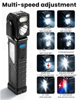 Lampe de travail LED 300 lumens, 8 modes, magnétique, lampe d'inspection, tête réglable à 180 degrés, rechargeable, lampe de réparation pour garage et mécanicien