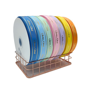 Pita Satin Poliester dengan Logo Cetak Foil Emas Kustom, Pita Grosgrain untuk Dekorasi - Product Image 6