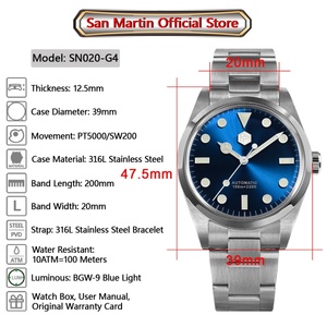 Nuevo Reloj de Lujo para Hombre San Martin SN020-G4 Explore Climbing Series PT5000 SW200, Deportivo, Automático, Mecánico, Zafiro, 10 Bar - Product Image 3