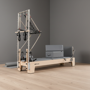 Lit de réformateur en bois d'érable durable avec demi-trapèze, caractéristiques réglables, <span class=keywords><strong>machine</strong></span> d'entraînement pour gym, Pilates, yoga et santé, capacité 200 kg - Product Image 1